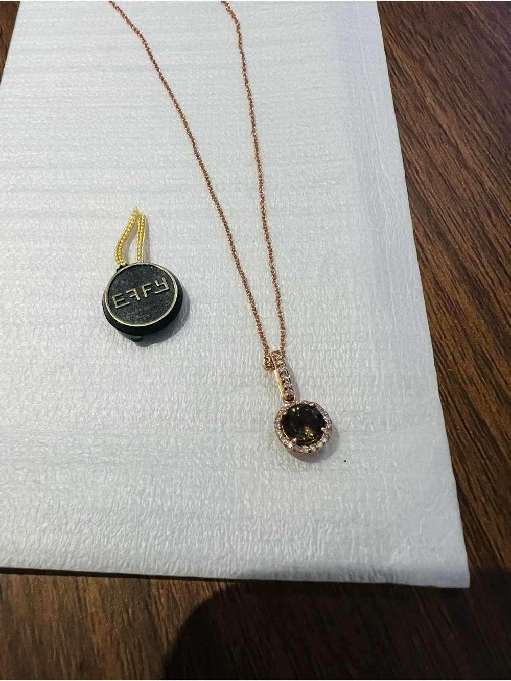 Effy Rose Gold Smoky Quartz Halo Pendant Necklace